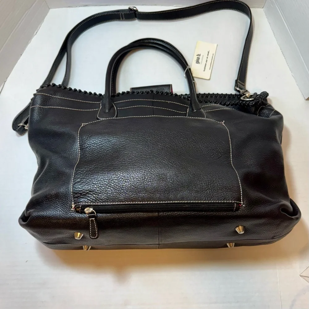 Black Pebble Leather Tote/Laptop Gina B Bag
